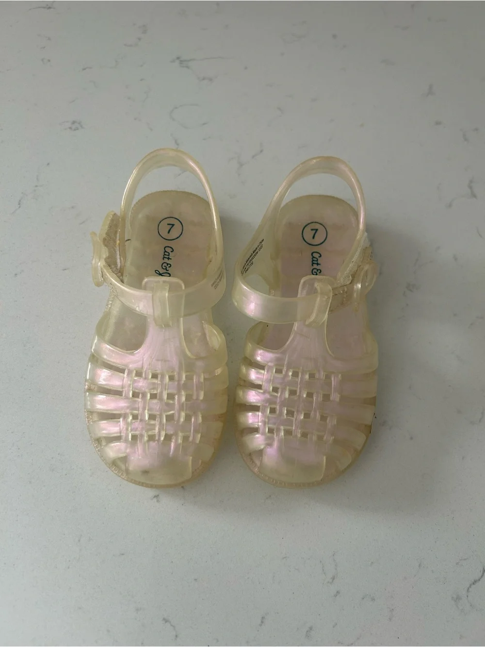 Cat & Jack Iridescent Cream Jelly Sandals for Kids